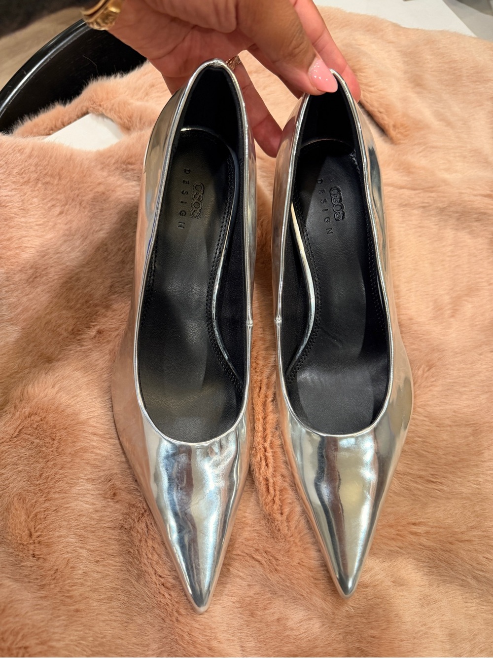 ASOS Mirror/Silver Pointed Toe Pump Heels